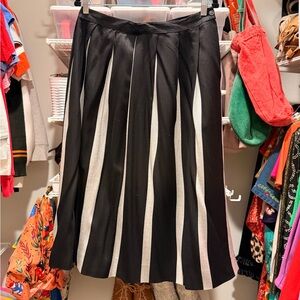 Rafaella Black Midi Skirt with Silver/White Vertical Stripes